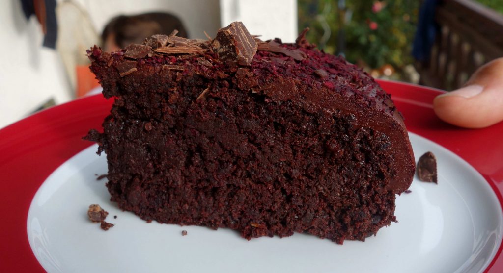 Chocolate cake with red beet
