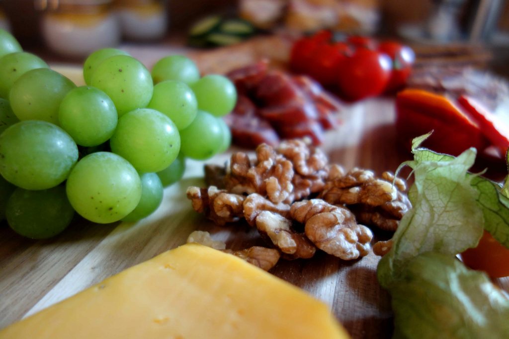 Easter brunch meat and cheese platter